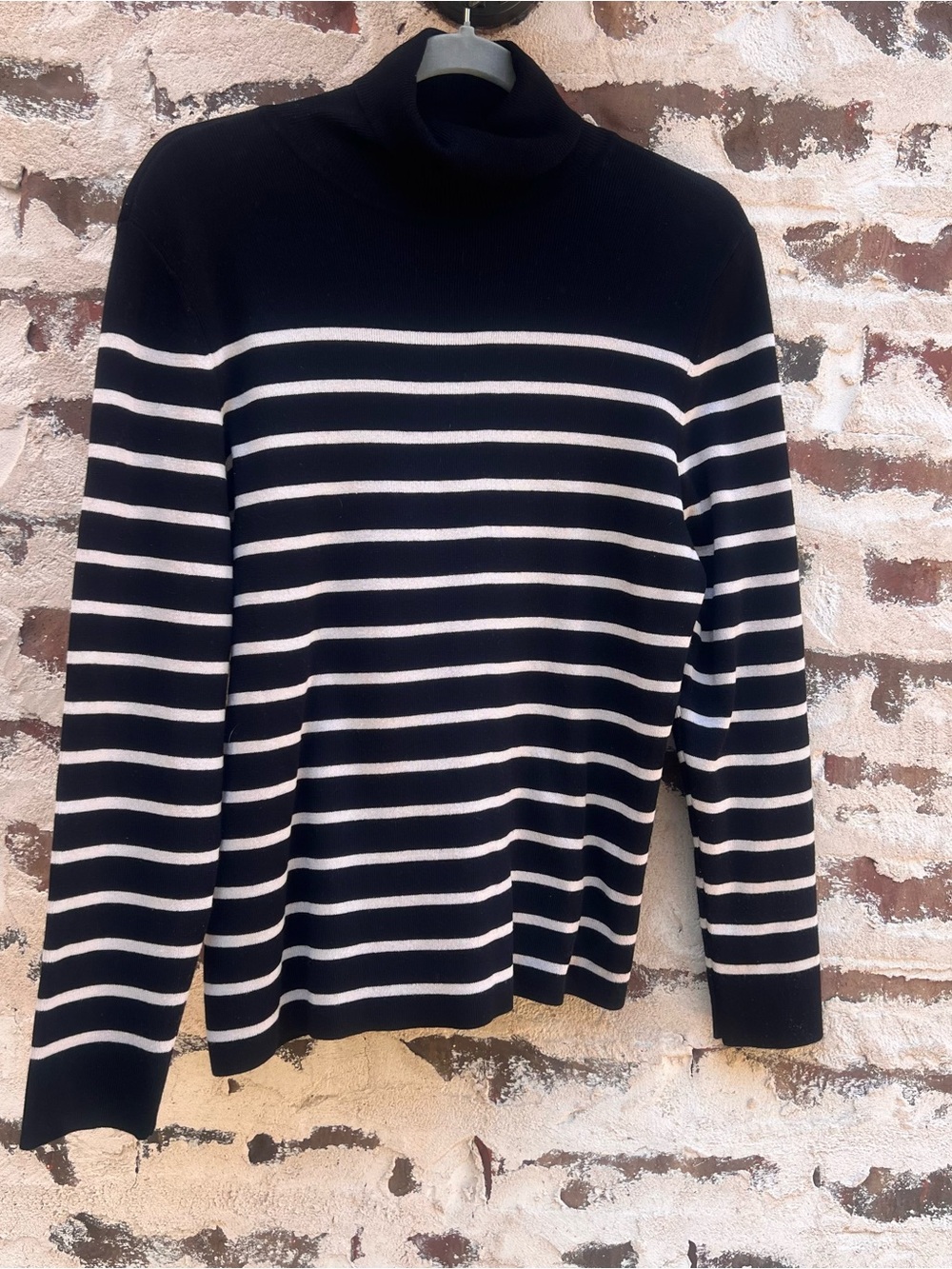 Black & tan Striped Turtleneck Sweater - Women’s Size Large